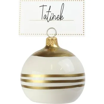 Vánoční dekorace Vánoční jmenovka bílá proužky