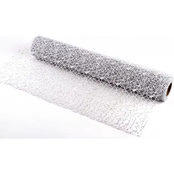 Stuha Dekorativní tkanina Big spider glitr 50cm x 4,6m BÍLÁ