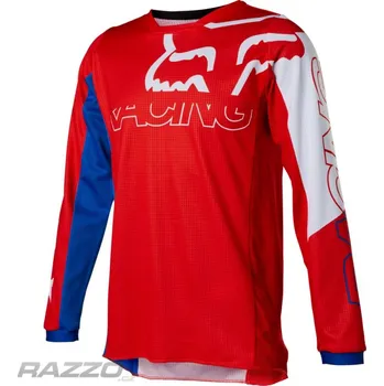 Moto oblečení Dětský dres na motokros FOX 180 Jersey Youth Skew White Red Blue 2022 KM