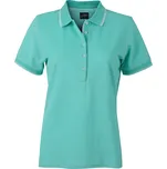 Dámské triko s límečkem trendy JAMES NICHOLSON JN703 CARIBBEAN GREEN/WHITE M
