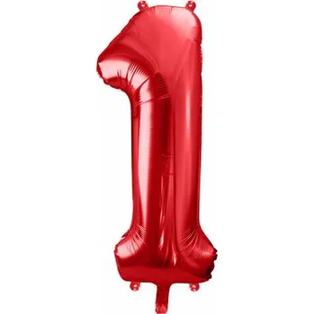 Balónek PARTYDECO Fóliové číslo 1 červené, 86 cm Red