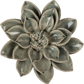 Keramická dekorace květina modro-šedá - Ø 14*4 cm