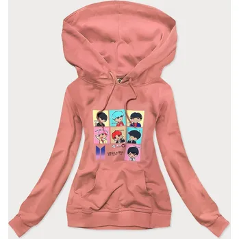 Dámská mikina Dámská sportovní mikina v broskvové barvě s potiskem (N7283) odstíny růžové uni velikost