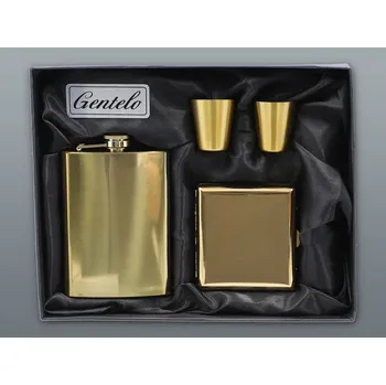 Placatka Souprava GENTLEMAN nerezová placatka 240 ml s tabatěrkou + 2ks štamprliček 30 ml