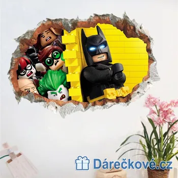 Samolepící dekorace Batman u žluté zdi, samolepka na zeď, vel.70x50cm