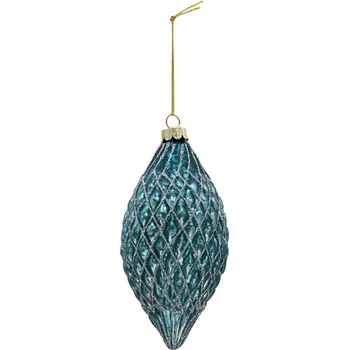 Vánoční ozdoba Vánoční ozdoba - modrá slza se zdobením, Clayre & Eef