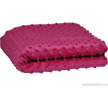 Látka mikroplyš Minky 380 Puntík, barva Tm. Fuchsiová