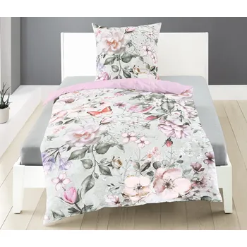 Povlečení Bierbaum povlečení bavlněný satén 5205D Roses - 140x200 / 70x90 cm