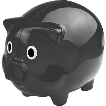 Pokladnička Transparentně černé PVC prasátko jako pokladnička