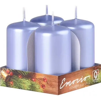 Svíčka Emocio Svíčka válec 4 ks 40 x 75 mm - metal ledová