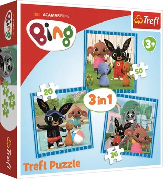 Puzzle Trefl Bing Bunny Zábava s přáteli 3v1 20, 36, 50 dílků