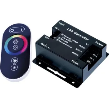 LED osvětlení RGB kontroler TOUCH DZL - ovladač a dálkově ovládaný regulátor RGB LED pásků 12V,24V, dynamické efekty, max. do 18A, 216W