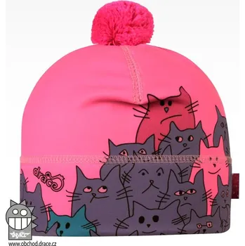 Čepice Dívčí zimní funkční čepice Dráče - Flavio 003, růžová, kočky Barva: Růžová, Velikost: XL 56-58