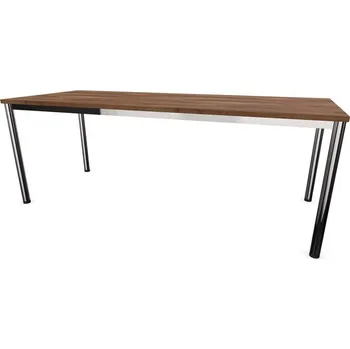 Psací stůl Stůl kancelářský, rovný, podnoží kulaté lesklé, barva ořech, š x h: 2000 x 800 mm