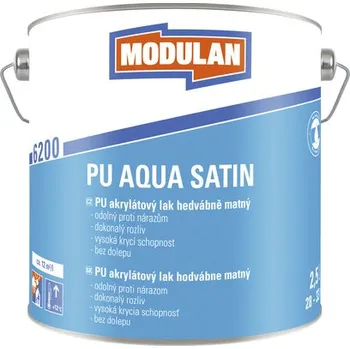 Lak na dřevo Barevný lak Modulan PU Aqua Satin hedvábně matný RAL9016 Dopravní bílá 2,5 l