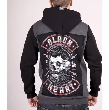 Pánská mikina Pánská Mikina BLACK HEART BEARD SKULL HD Barva: Černá, Velikost: XXL