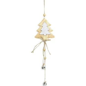 Vánoční dekorace Závěsný stromek stříbrný s rolničkami