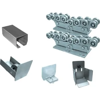 Pohon brány SADA IBSV 94Z - díly pro výrobu samonosné posuvné brány do 9m průjezdové šíře a do 580kg, pozinkovaný C profil 9m, 2x vozík, kapsa a koncovka
