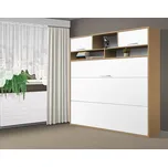 Nabytekmorava Sklápěcí postel VS1056 MAX, 200x140cm barva lamina: buk / bílé dveře, matrace: bez matrace, varianta dveří: lesklé