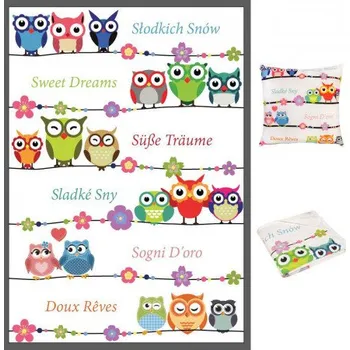 Dekorativní polštářek Přehoz SOVY sladké sny - 40 x 40 cm