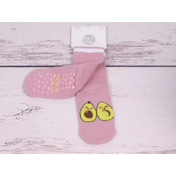 Ponožky YO ABS protiskluzové růžové s avokádem velikosti ponožek: 15-17 (EUR vel. 23-26)