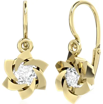 Náušnice Couple, Netradiční dětské náušnice Anita, žluté zlato se zirkony, 6630630-0-0-1