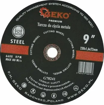 Řezný kotouč Kotouč řezný na kov, 230x1,6mm GEKO