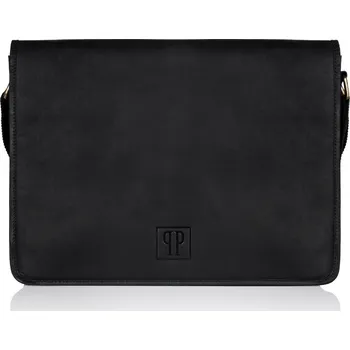 Paolo Peruzzi Italská kožená taška na notebook PERUZZI; černá
