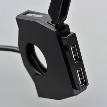Elektrická zásuvka Úzká USB zásuvka na motorku DAYTONA "Slim DUO", 2x USB, objímka na řídítka