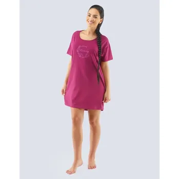 Dámské noční prádlo GINA dámské maxitriko dámské krátký rukáv, šité, s potiskem Pyžama 2021 19120P cola hvozdíková S