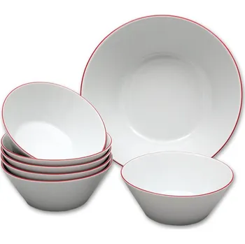 Talíř Kompotová souprava, Thun, TOM, Červená linka, 7 ks