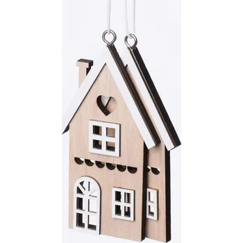 Dekorace - Dřevěný domeček 9 cm 2 ks - přírodní