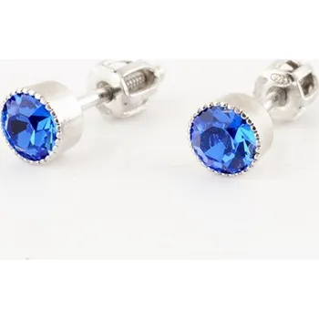 Náušnice Stříbrné náušnice pecky s modrým zirkonem STNAD088F