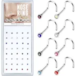 Sada 40ti piercingů do nosu, 2,5mm zirkon, tl. 1 mm