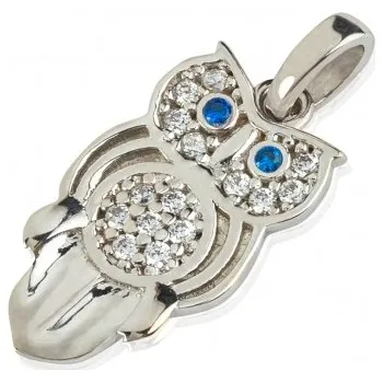 Přívěsek Luxur, Přívěsek Owlet, bílé zlato a zirkony, 1171305-0-0-2