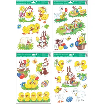 Velikonoční dekorace Okenní fólie 26 x 37 cm, tradiční velikonoční motivy