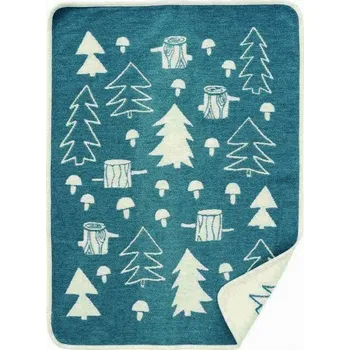 Dětská deka Dětská deka Mushroom blue (chenille) 70x90, Klippan Švédsko Modrá