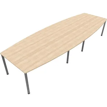 Jednací stůl Konferenční stůl, tvar sudový, barva akácie, š x h: 4000 x 1400 mm