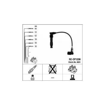 Zapalovací kabel Sada kabelů pro zapalování NGK RC-OP1206 - OPEL