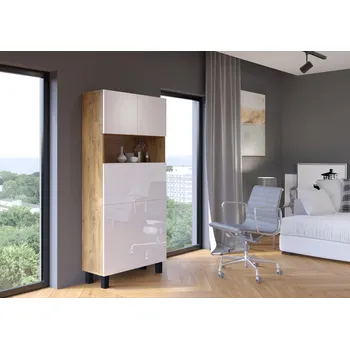 Psací stůl BIM Psací stůl rozkládací regál HOMI dub burgundský, bílý lesk