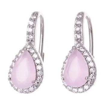 Náušnice Stříbrné naušnice s růžovými a čirými zirkony STNAU1006F