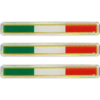 Samolepicí dekorace na vozidlo Sada 3D samolepek s italskou vlajkou 8 x 55 mm