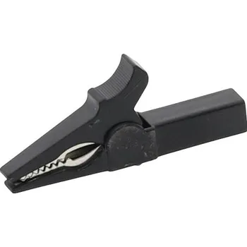 Elektrický konektor LaskaKit_cz Kabelová krokosvorka - krokodýl pro banánek 55mm Černá