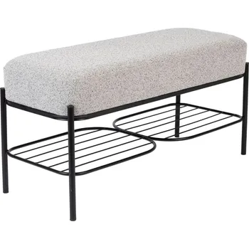 White Label Šedá látková lavice WLL MILOU 90 cm