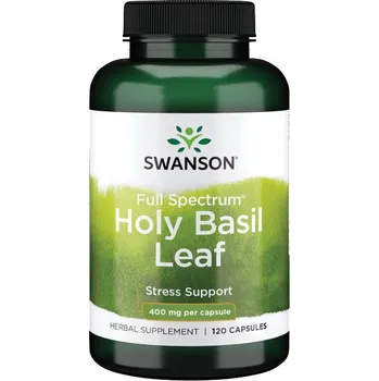 Přírodní produkt Swanson Holy Basil Leaf, Bazalka indická, 400 mg, 120 kapslí