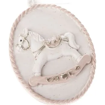 Vánoce Oválek závěs se koníčkem - bílo-růžový