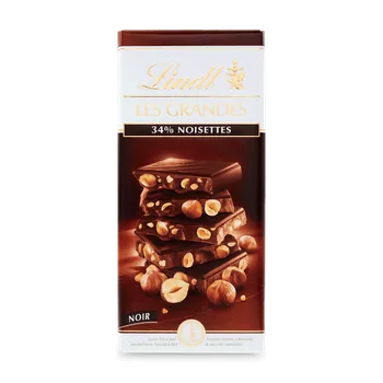 Čokoláda Čokoláda LINDT LES GRANDES 150 g hořká OŘÍŠKOVÁ (hořká čokoláda LINDT se 34% oříšků )