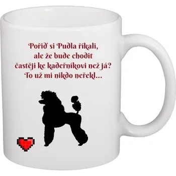 Pánské tričko Hrnek malý bílý s potiskem Pudl láska