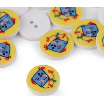 Knoflík Knoflík plastový, 13mm, dětský, dráček, žlutý