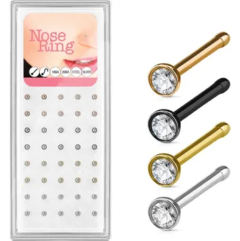 Souprava šperků Šperky4U Sada 40ti piercingů do nosu, 2,5mm kámen, tl. 0,8 mm - N0000-30
